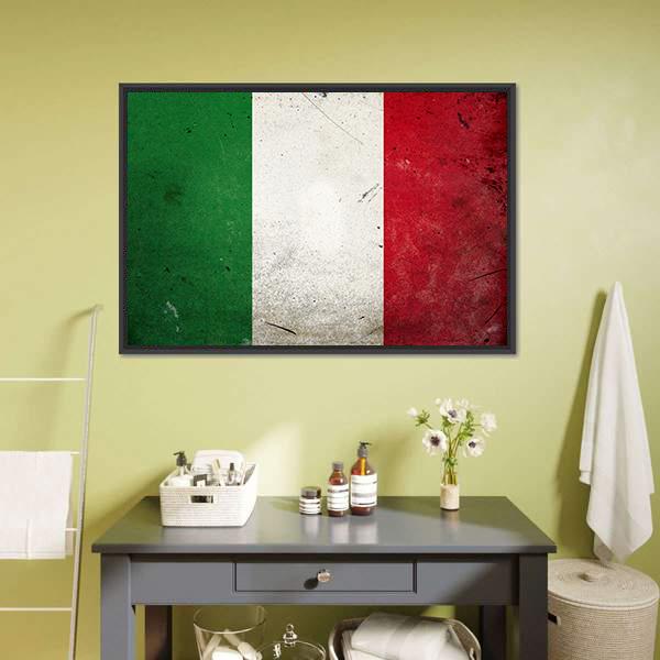 Flag Of Italy Canvas Wall Art-1 Piece-Floating Frame-24" x 16"-Tiaracle
