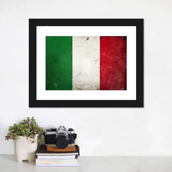 Flag Of Italy Canvas Wall Art-1 Piece-Framed Print-20" x 16"-Tiaracle