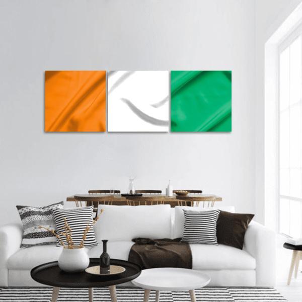 Ivory Coast Flag Panoramic Canvas Wall Art-3 Piece-25" x 08"-Tiaracle