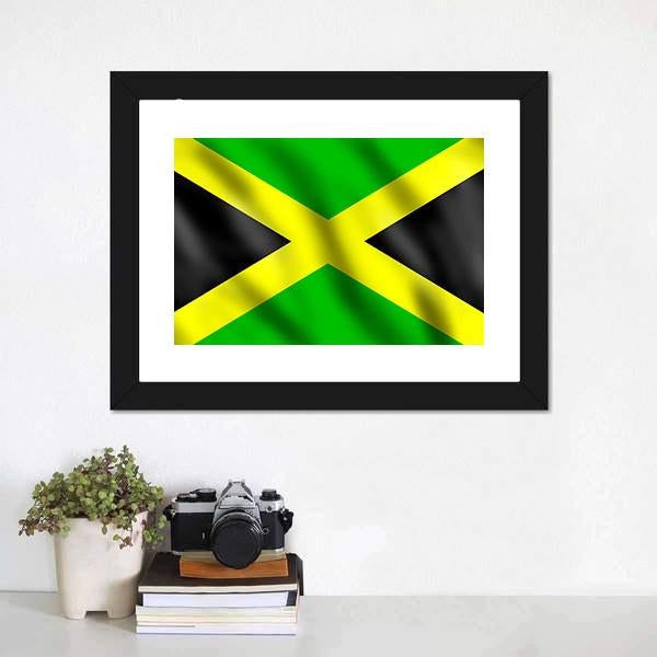 Flag Of Jamaica Canvas Wall Art-1 Piece-Framed Print-20" x 16"-Tiaracle