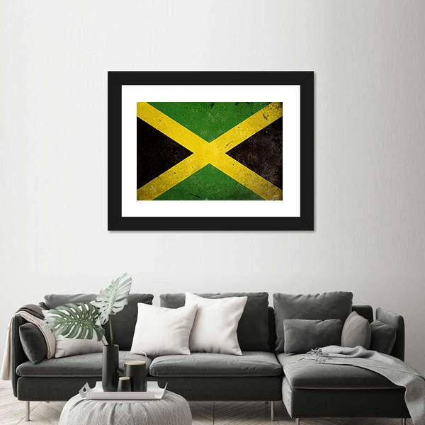 Flag Of Jamaica Canvas Wall Art-1 Piece-Framed Print-20" x 16"-Tiaracle