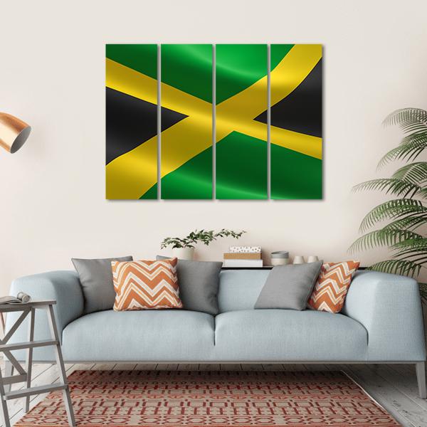 Flag Of Jamaica Canvas Wall Art-4 Horizontal-Gallery Wrap-34" x 24"-Tiaracle