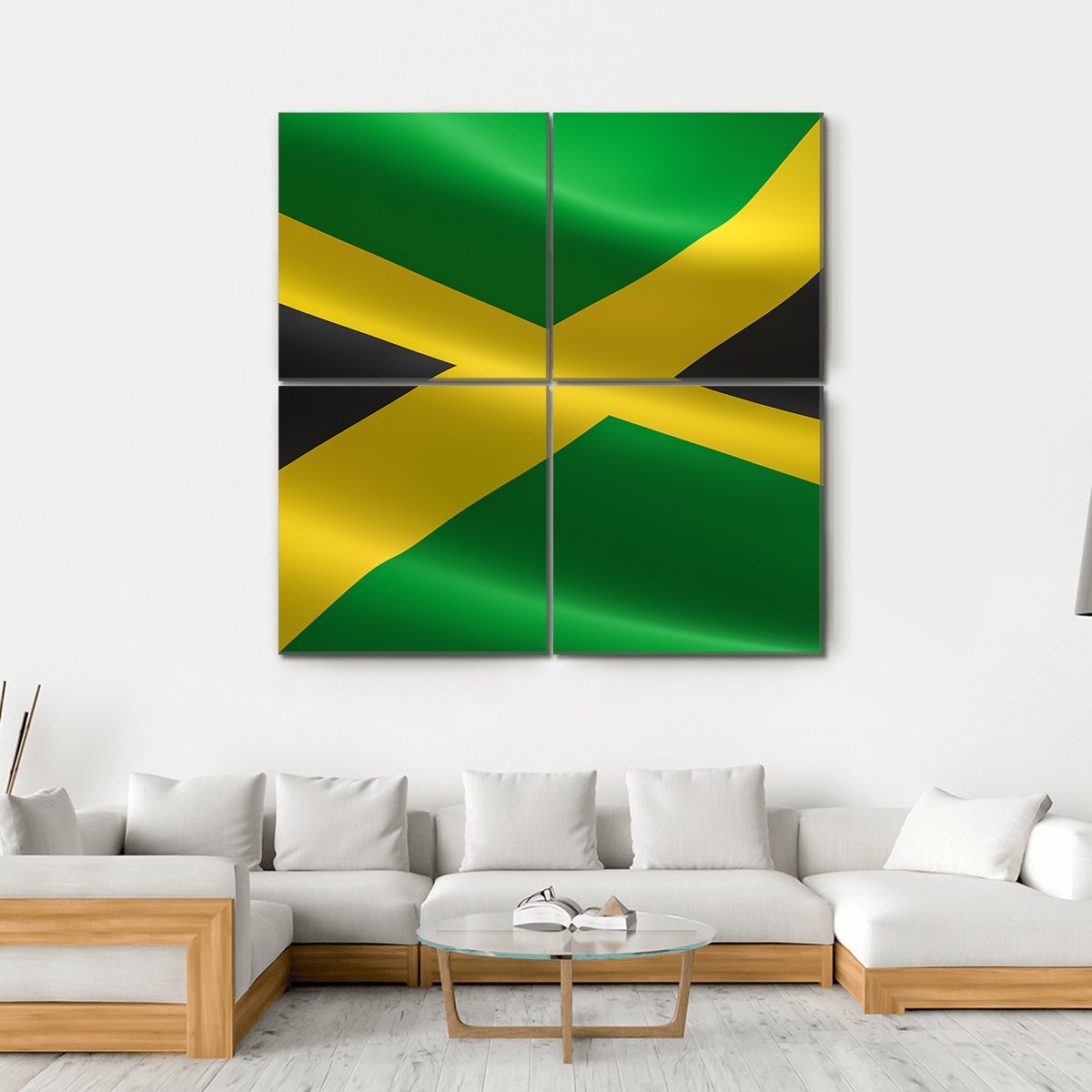 Flag Of Jamaica Canvas Wall Art-4 Square-Gallery Wrap-17" x 17"-Tiaracle