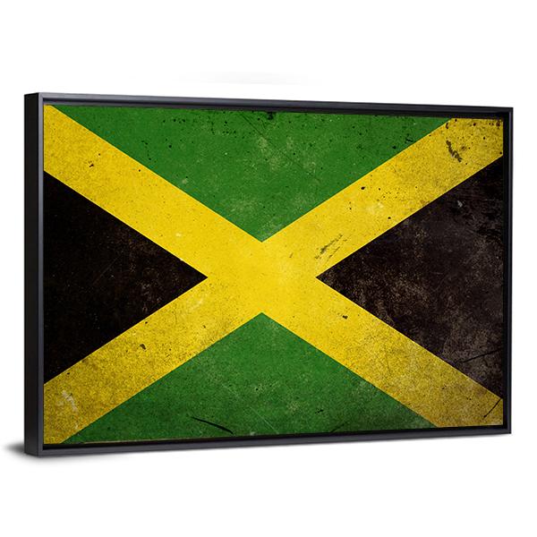 Flag Of Jamaica Canvas Wall Art-3 Horizontal-Gallery Wrap-25" x 16"-Tiaracle
