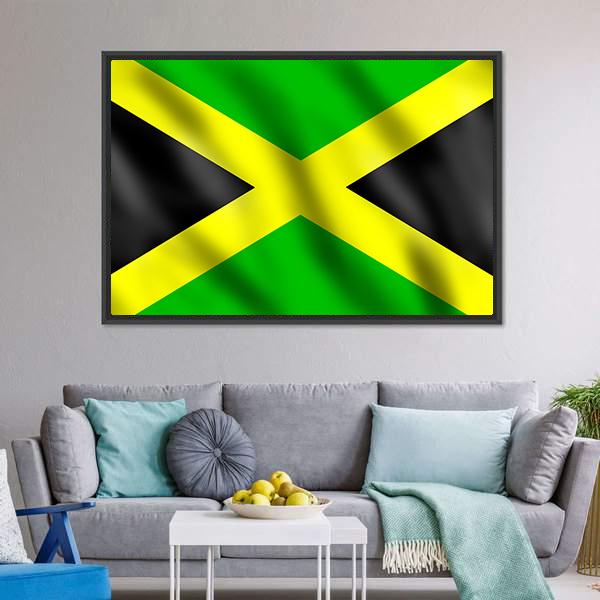 Flag Of Jamaica Canvas Wall Art-5 Horizontal-Gallery Wrap-22" x 12"-Tiaracle