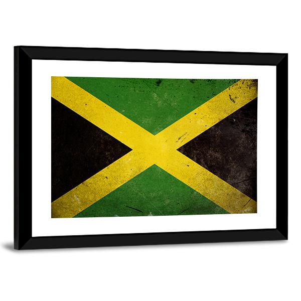 Flag Of Jamaica Canvas Wall Art-3 Horizontal-Gallery Wrap-25" x 16"-Tiaracle