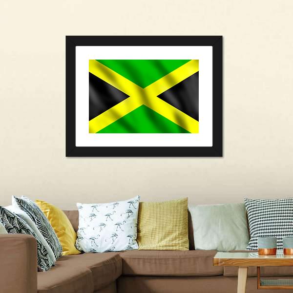 Flag Of Jamaica Canvas Wall Art-5 Horizontal-Gallery Wrap-22" x 12"-Tiaracle