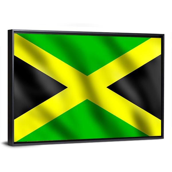 Flag Of Jamaica Canvas Wall Art-5 Horizontal-Gallery Wrap-22" x 12"-Tiaracle