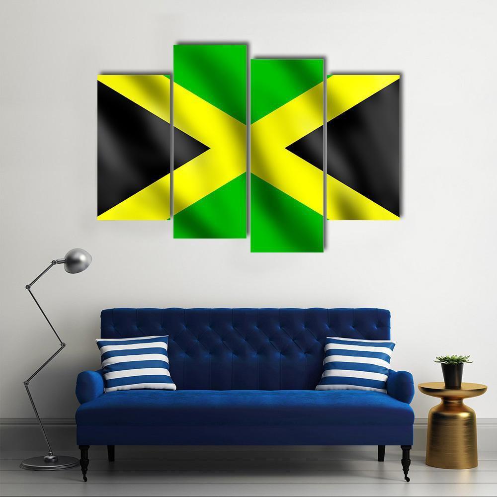 Flag Of Jamaica Canvas Wall Art-4 Pop-Gallery Wrap-50" x 32"-Tiaracle