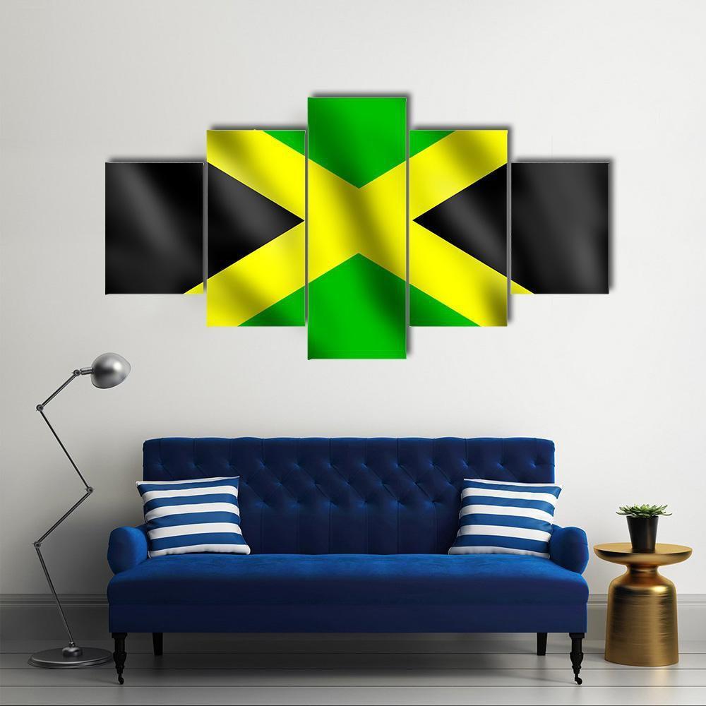 Flag Of Jamaica Canvas Wall Art-4 Pop-Gallery Wrap-50" x 32"-Tiaracle