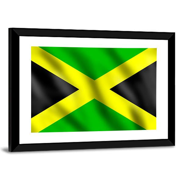 Flag Of Jamaica Canvas Wall Art-3 Horizontal-Gallery Wrap-25" x 16"-Tiaracle