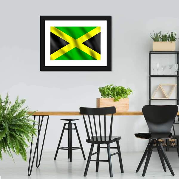 Flag Of Jamaica Canvas Wall Art-3 Horizontal-Gallery Wrap-25" x 16"-Tiaracle
