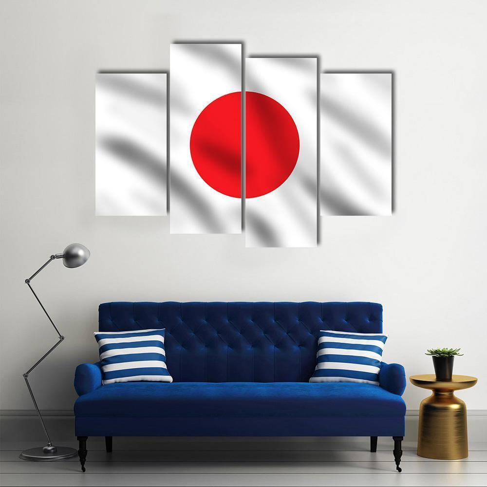 Waving Flag Of Japan Canvas Wall Art-4 Pop-Gallery Wrap-50" x 32"-Tiaracle