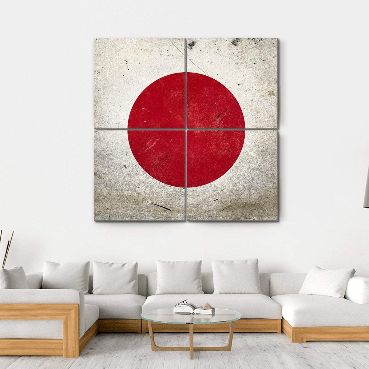 Flag Of Japan Canvas Wall Art-4 Square-Gallery Wrap-17" x 17"-Tiaracle