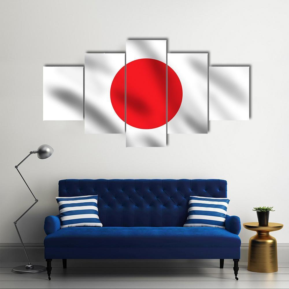 Waving Flag Of Japan Canvas Wall Art-3 Horizontal-Gallery Wrap-37" x 24"-Tiaracle