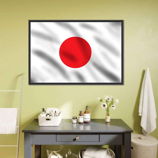 Waving Flag Of Japan Canvas Wall Art-1 Piece-Floating Frame-24" x 16"-Tiaracle