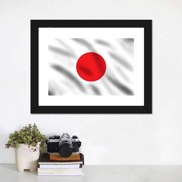 Waving Flag Of Japan Canvas Wall Art-1 Piece-Framed Print-20" x 16"-Tiaracle