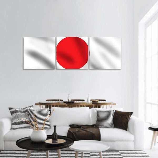 Waving Flag Of Japan Panoramic Canvas Wall Art-3 Piece-25" x 08"-Tiaracle