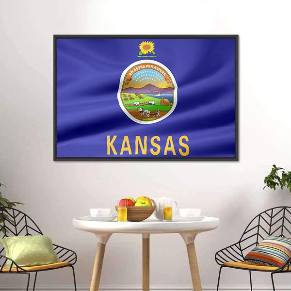 Flag Of Kansas Canvas Wall Art-5 Horizontal-Gallery Wrap-22" x 12"-Tiaracle