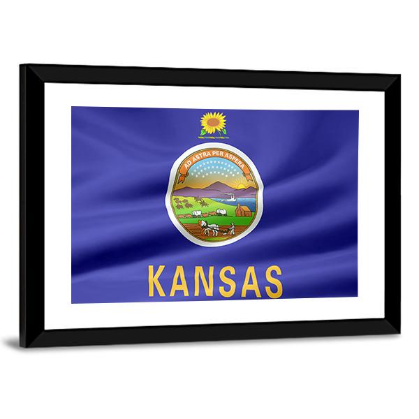 Flag Of Kansas Canvas Wall Art-5 Horizontal-Gallery Wrap-22" x 12"-Tiaracle
