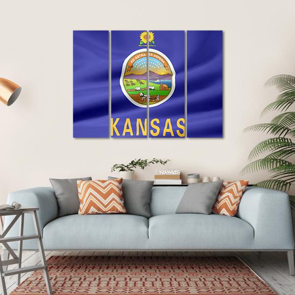 Flag Of Kansas Canvas Wall Art-4 Horizontal-Gallery Wrap-34" x 24"-Tiaracle