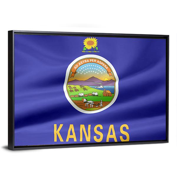 Flag Of Kansas Canvas Wall Art-3 Horizontal-Gallery Wrap-25" x 16"-Tiaracle
