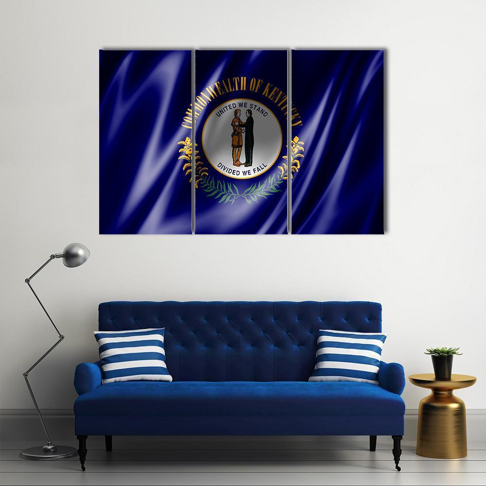 Flag Of Kentucky Canvas Wall Art-3 Horizontal-Gallery Wrap-37&quot; x 24&quot;-Tiaracle