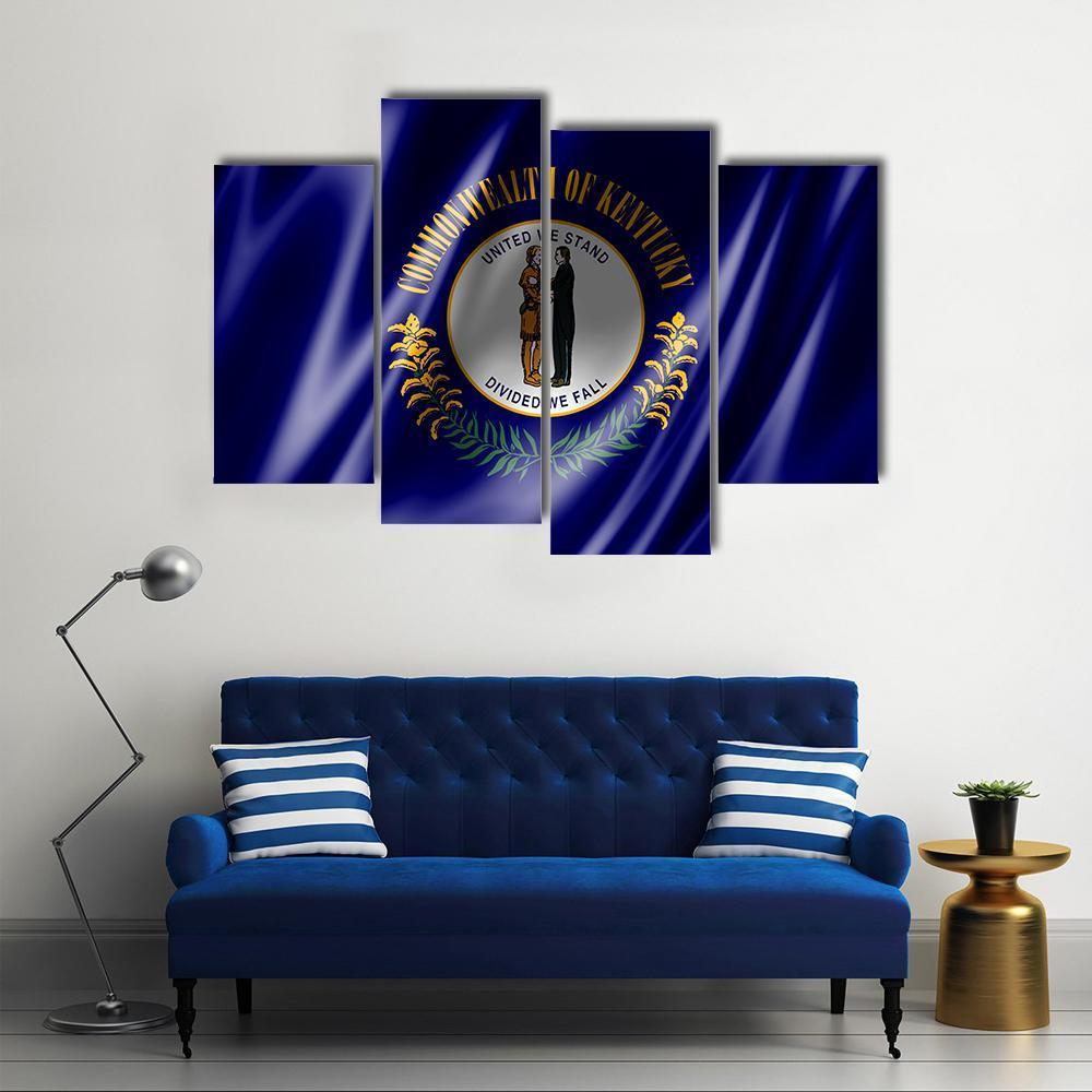 Flag Of Kentucky Canvas Wall Art-4 Pop-Gallery Wrap-50&quot; x 32&quot;-Tiaracle