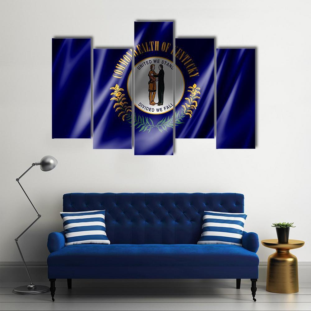 Flag Of Kentucky Canvas Wall Art-5 Pop-Gallery Wrap-47&quot; x 32&quot;-Tiaracle
