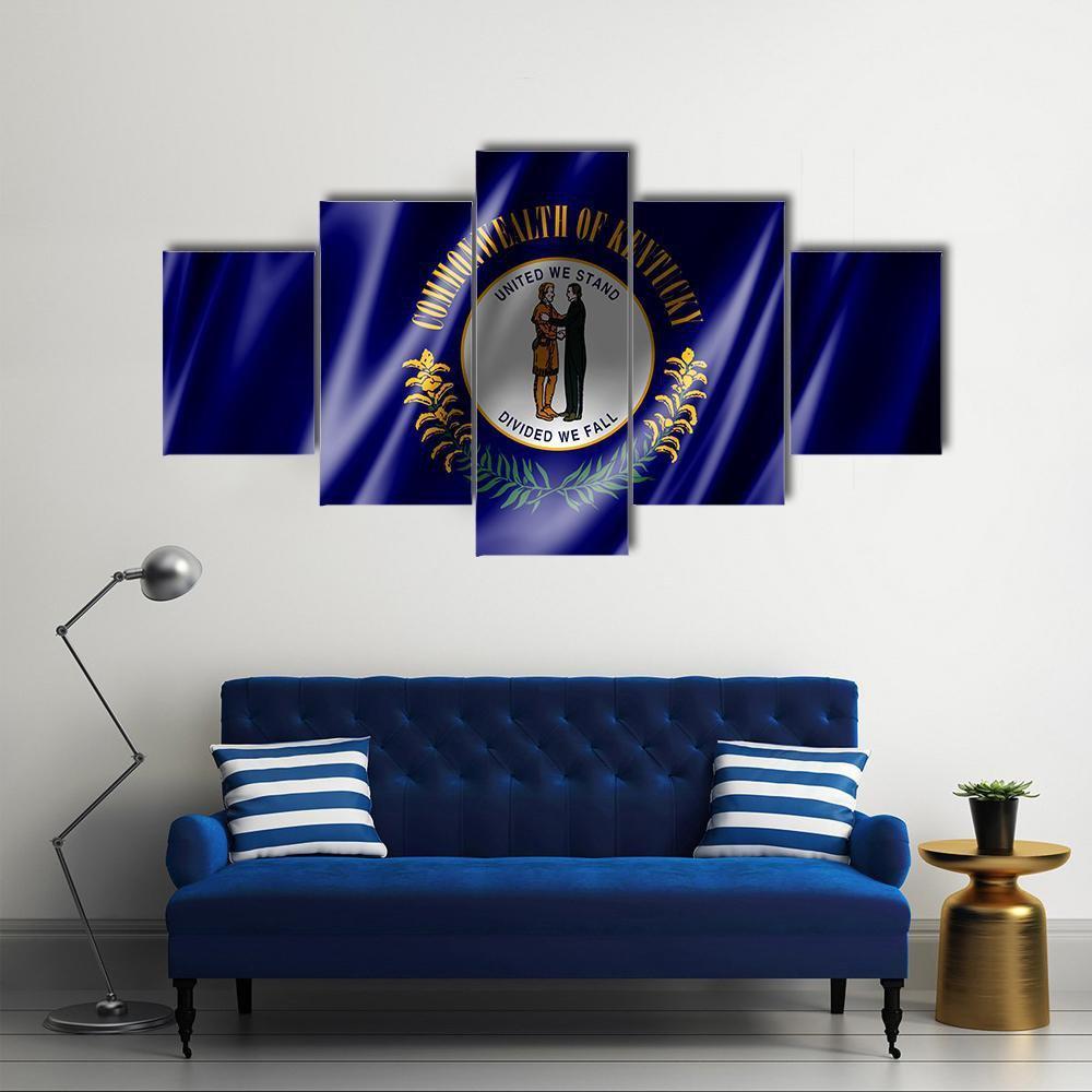 Flag Of Kentucky Canvas Wall Art-5 Star-Gallery Wrap-62&quot; x 32&quot;-Tiaracle