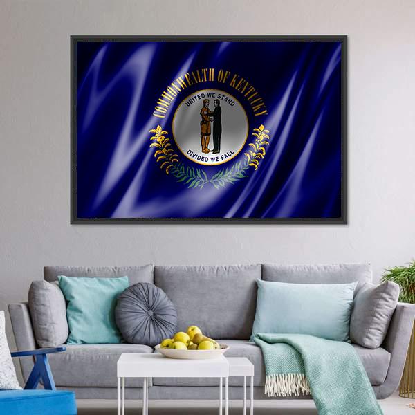 Flag Of Kentucky Canvas Wall Art-3 Horizontal-Gallery Wrap-25&quot; x 16&quot;-Tiaracle
