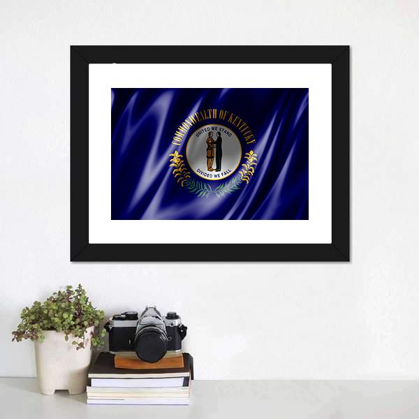 Flag Of Kentucky Canvas Wall Art-1 Piece-Framed Print-20" x 16"-Tiaracle