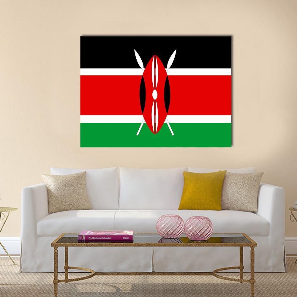 Flag Of Kenya Illustration Canvas Wall Art-1 Piece-Gallery Wrap-36" x 24"-Tiaracle