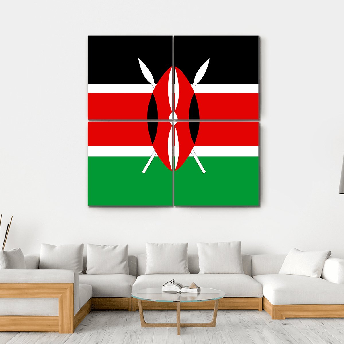 Flag Of Kenya Illustration Canvas Wall Art-4 Square-Gallery Wrap-17" x 17"-Tiaracle