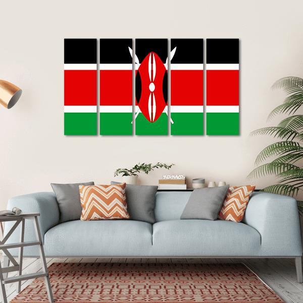 Flag Of Kenya Illustration Canvas Wall Art-5 Horizontal-Gallery Wrap-22" x 12"-Tiaracle
