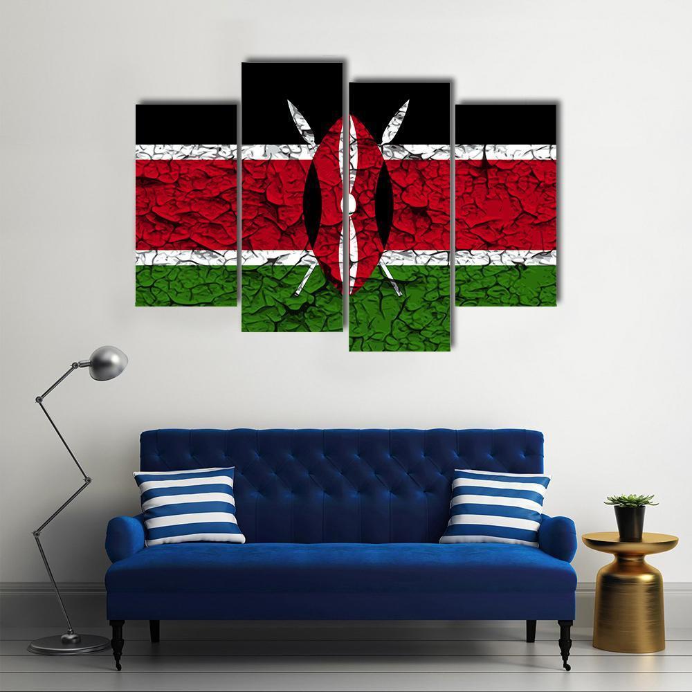 Flag Of Kenya Canvas Wall Art-4 Pop-Gallery Wrap-50" x 32"-Tiaracle