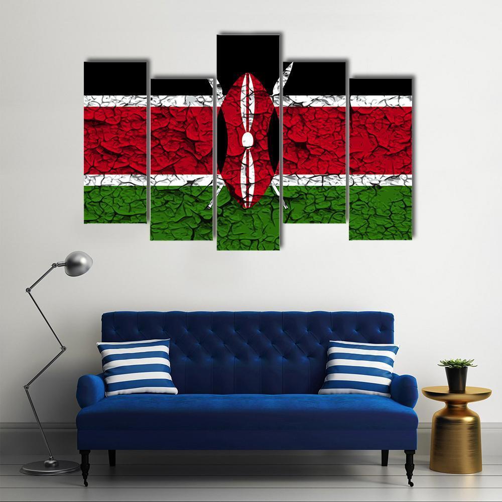 Flag Of Kenya Canvas Wall Art-5 Pop-Gallery Wrap-47" x 32"-Tiaracle
