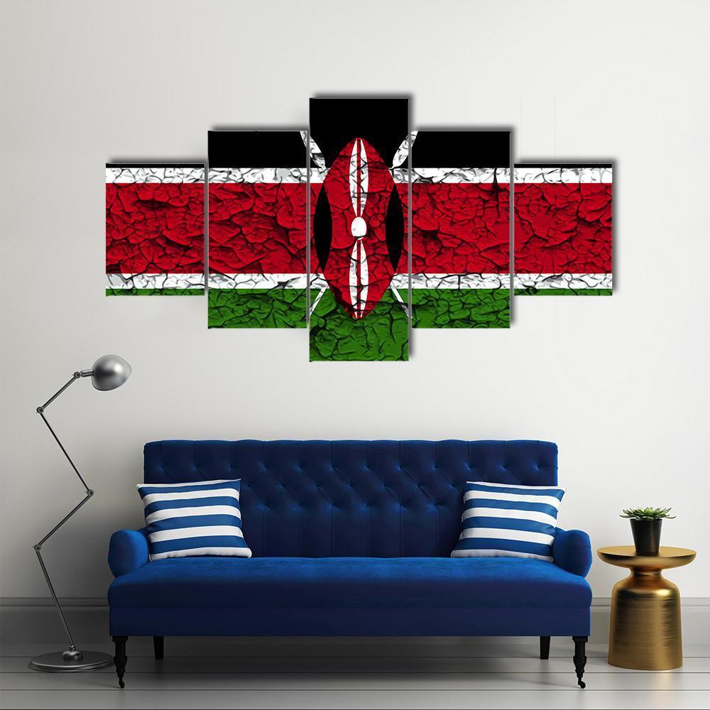 Flag Of Kenya Canvas Wall Art-5 Star-Gallery Wrap-62" x 32"-Tiaracle