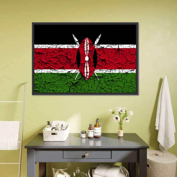 Flag Of Kenya Canvas Wall Art-1 Piece-Floating Frame-24" x 16"-Tiaracle