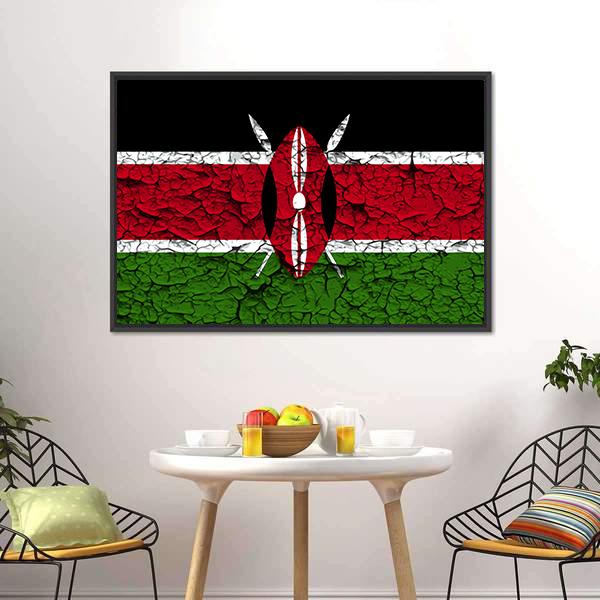 Flag Of Kenya Canvas Wall Art-3 Horizontal-Gallery Wrap-25" x 16"-Tiaracle