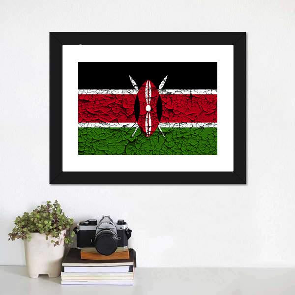 Flag Of Kenya Canvas Wall Art-1 Piece-Framed Print-20" x 16"-Tiaracle