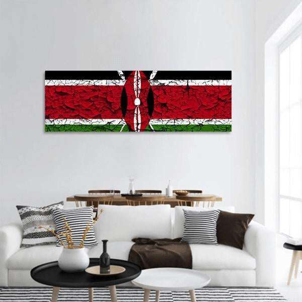 Flag Of Kenya Panoramic Canvas Wall Art-3 Piece-25" x 08"-Tiaracle