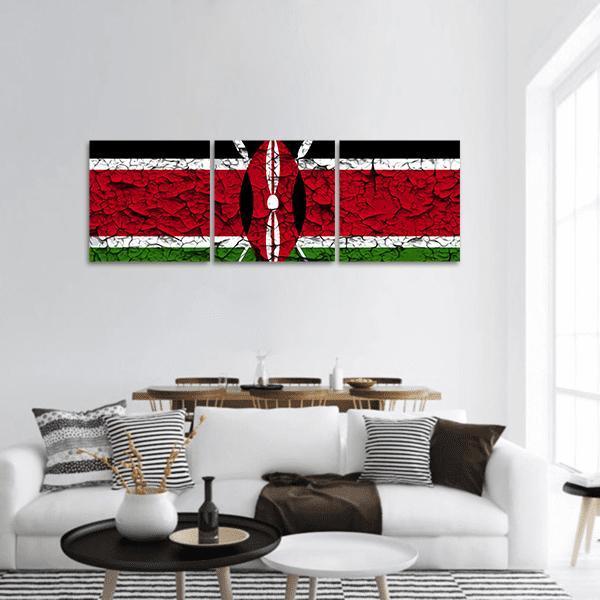 Flag Of Kenya Panoramic Canvas Wall Art-3 Piece-25" x 08"-Tiaracle