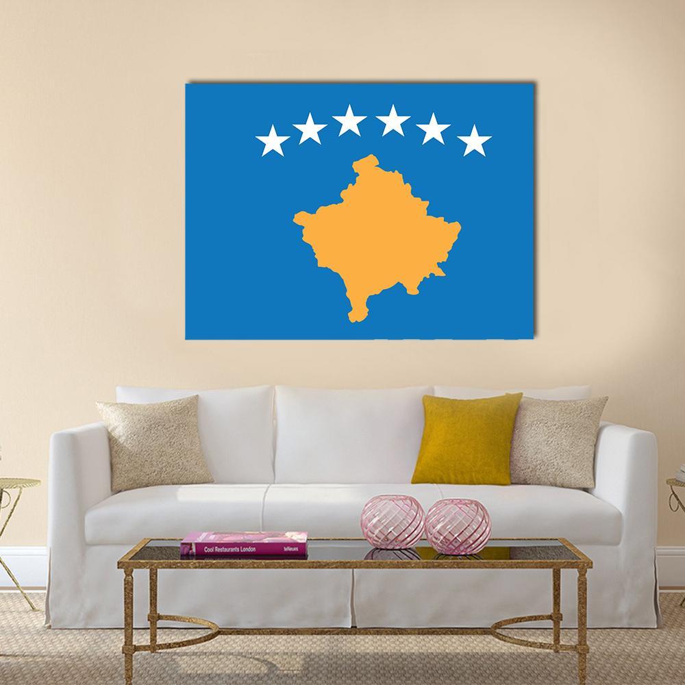 Flag Of Kosovo Canvas Wall Art-1 Piece-Gallery Wrap-36" x 24"-Tiaracle