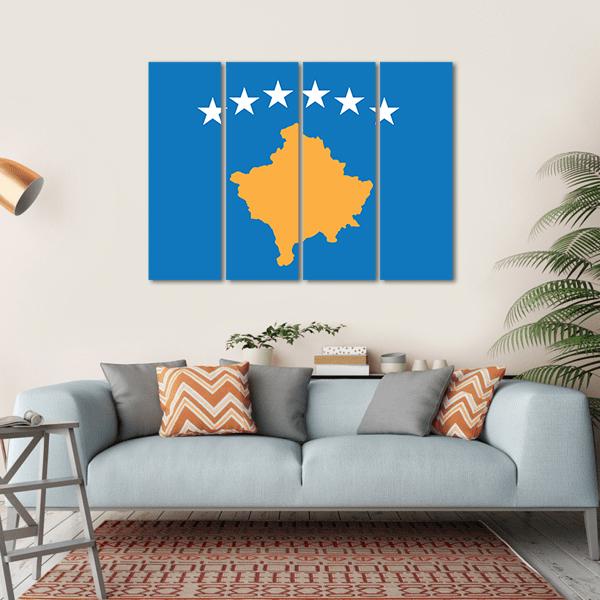 Flag Of Kosovo Canvas Wall Art-4 Horizontal-Gallery Wrap-34" x 24"-Tiaracle