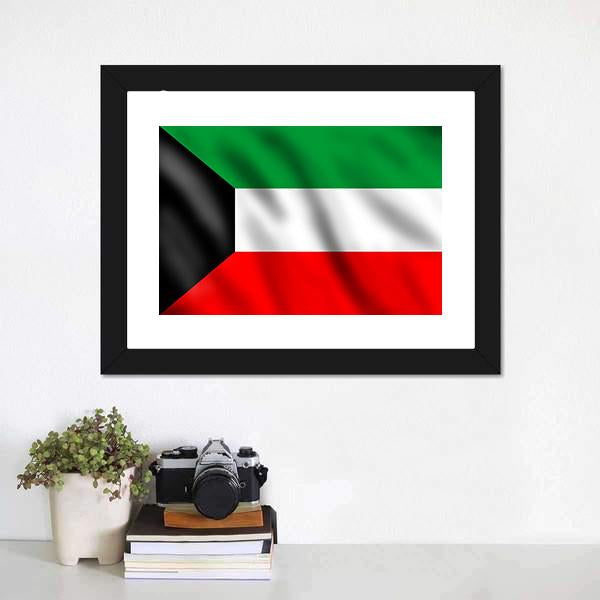 Flag Of Kuwait Canvas Wall Art-1 Piece-Framed Print-20" x 16"-Tiaracle