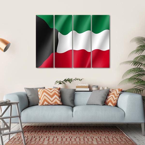 Flag Of Kuwait Canvas Wall Art-4 Horizontal-Gallery Wrap-34" x 24"-Tiaracle