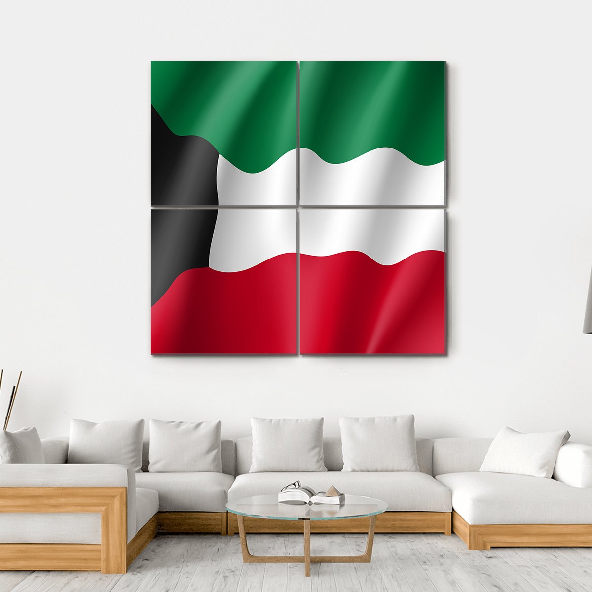 Flag Of Kuwait Canvas Wall Art-4 Square-Gallery Wrap-17" x 17"-Tiaracle
