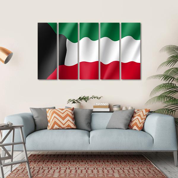 Flag Of Kuwait Canvas Wall Art-5 Horizontal-Gallery Wrap-22" x 12"-Tiaracle