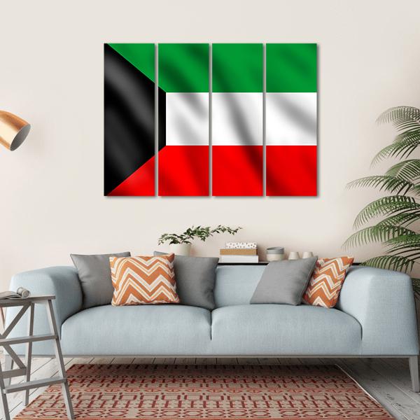 Flag Of Kuwait Canvas Wall Art-4 Horizontal-Gallery Wrap-34" x 24"-Tiaracle